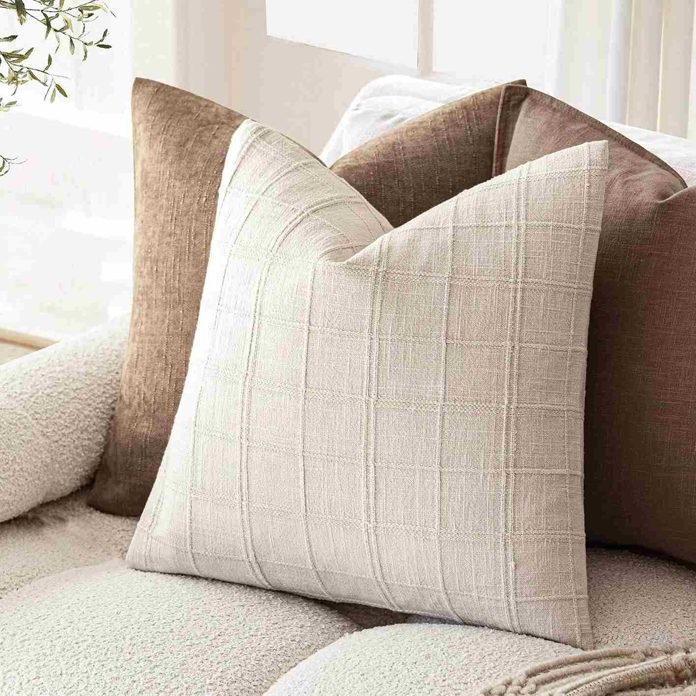  Decorative Throw Pillow Covers 20×20 Natural Beige